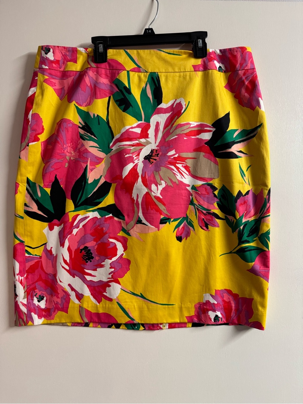 Ann Taylor Yellow Pencil Skirt with Pink Floral Print